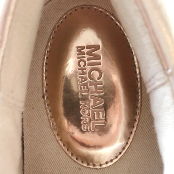 Michael Kors Irving Soft Pink Leather Rose Gold Lace Up Sneakers - Picture 4 of 11